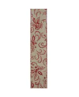 Northlight Holly Red and Beige Burlap Wired Christmas Craft Ribbon 2.5" x 10 Yards