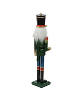 Northlight 36.75" Green and Blue Glittered Wooden Christmas Nutcracker Soldier with Sword