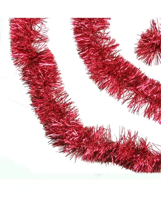 Northlight 50' Traditional Shiny Red 6 Ply Christmas Foil Tinsel Garland - Unlit