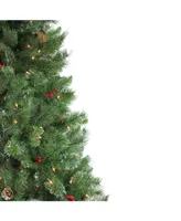 Northlight 7.5' Pre-Lit Multi-Color Glittered Mixed Pine Medium Artificial Christmas Tree - Clear Lights