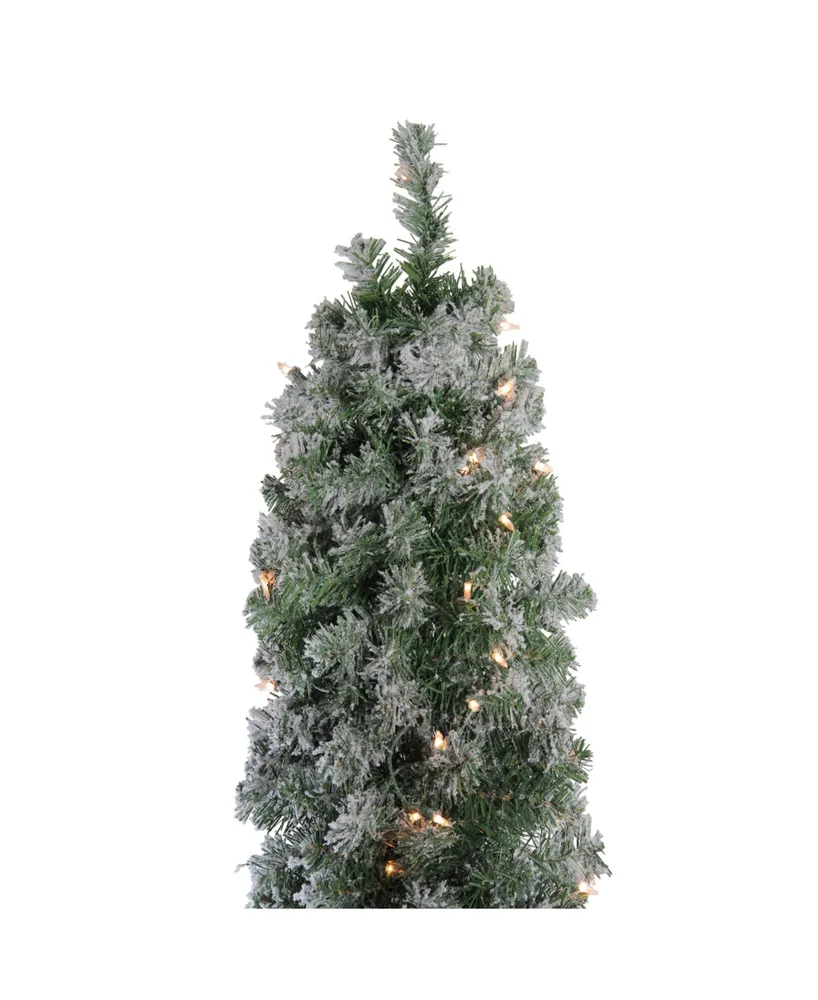 Northlight 6' Pre-Lit Flocked Green Pine Artificial Christmas Tree - Clear Lights
