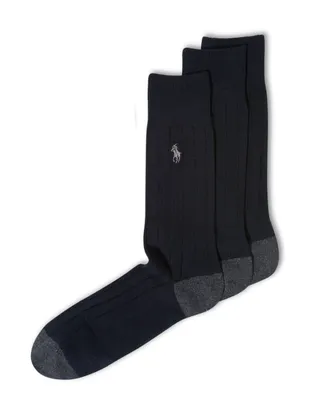 Polo Ralph Lauren Men's Socks, Soft Touch Ribbed Heel Toe 3 Pack