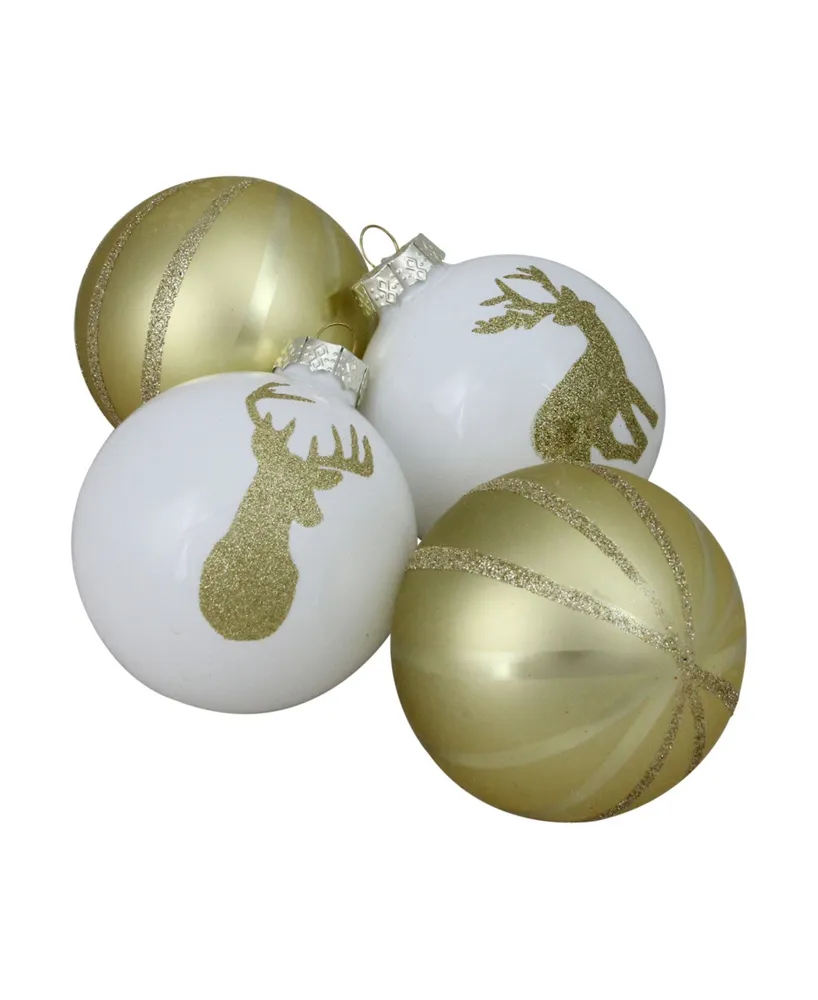 Northlight 4ct Gold Mirrored Glass Disco Ball Christmas Ornaments 4 (100mm)