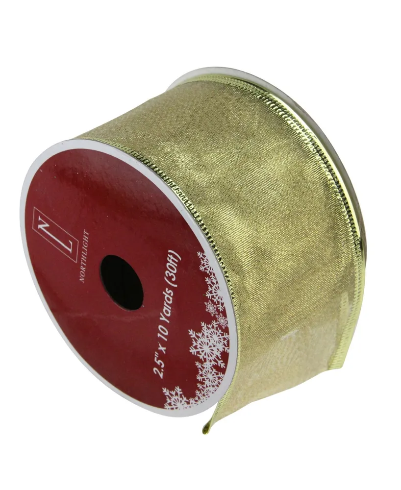 Northlight Pack of 12 Textured Gold Wired Christmas Craft Ribbon Spools - 2.5" x 120 Yards Total