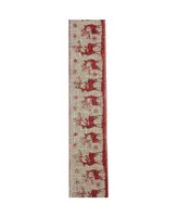 Northlight Pack of 12 Wandering Red Reindeer Brown Burlap Wired Christmas Craft Ribbon Spools - 2.5" x 120 Yards Total