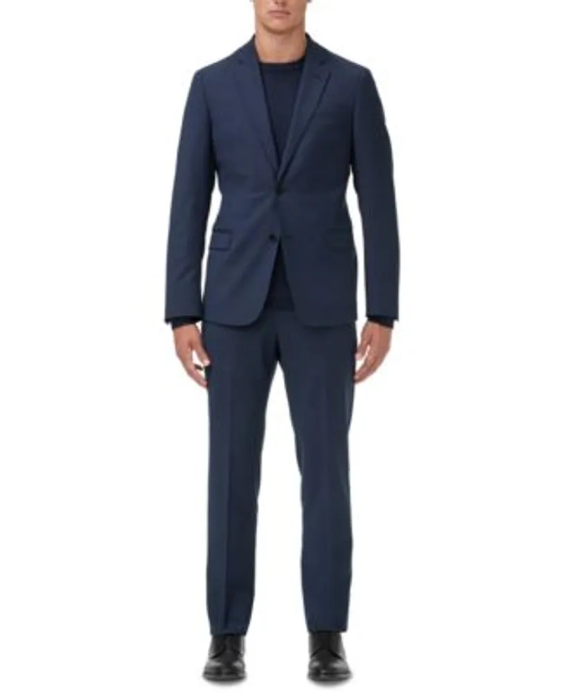 Armani Exchange Mens Slim Fit Navy Birdseye Suit Separates