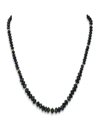 Black Agate (5-8mm) Strand Necklace in 14k Yellow Gold