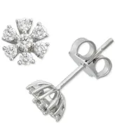 Diamond Floral Starburst Stud Earrings (1/4 ct. t.w.) in 14k White Gold