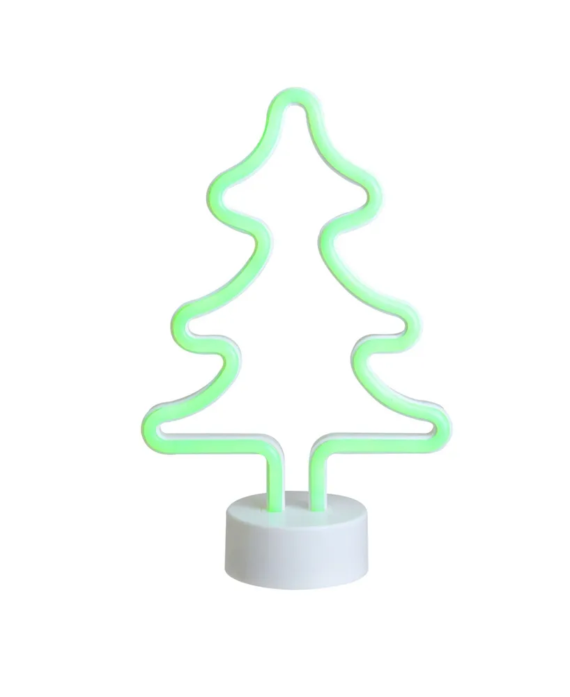 Northlight 11" Battery Operated Neon Style Led Green Christmas Tree Table Light