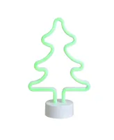 Northlight 11" Battery Operated Neon Style Led Green Christmas Tree Table Light