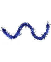 Northlight 50' Lavish Blue Christmas Tinsel Garland with Silver Snowflakes - Unlit