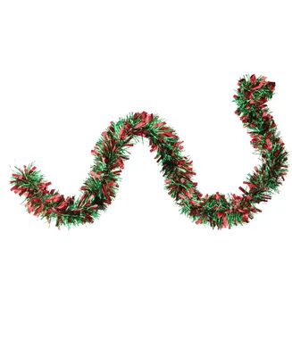 Northlight 50' Red and Green Wide Cut Christmas Tinsel Garland - Unlit