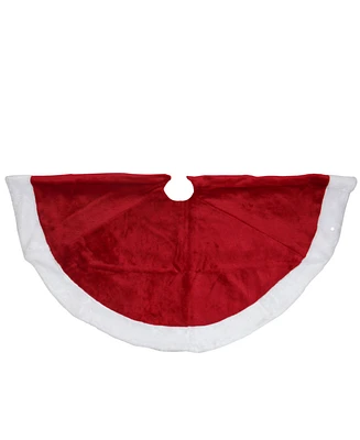 Northlight 48" Traditional Red Velveteen Christmas Tree Skirt with White Border Trim