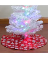 Northlight 20" Red and White Glitter Snowflake Mini Christmas Tree Skirt