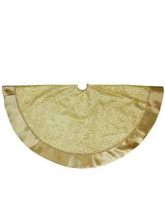 Northlight 48" Gold Glittered Star Christmas Tree Skirt with Velveteen Border