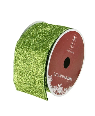 Northlight Pack of 12 Shimmering Lime Green Solid Wired Christmas Craft Ribbon Spools - 2.5" x 120 Yards Total