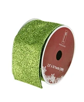 Northlight Pack of 12 Shimmering Lime Green Solid Wired Christmas Craft Ribbon Spools - 2.5" x 120 Yards Total