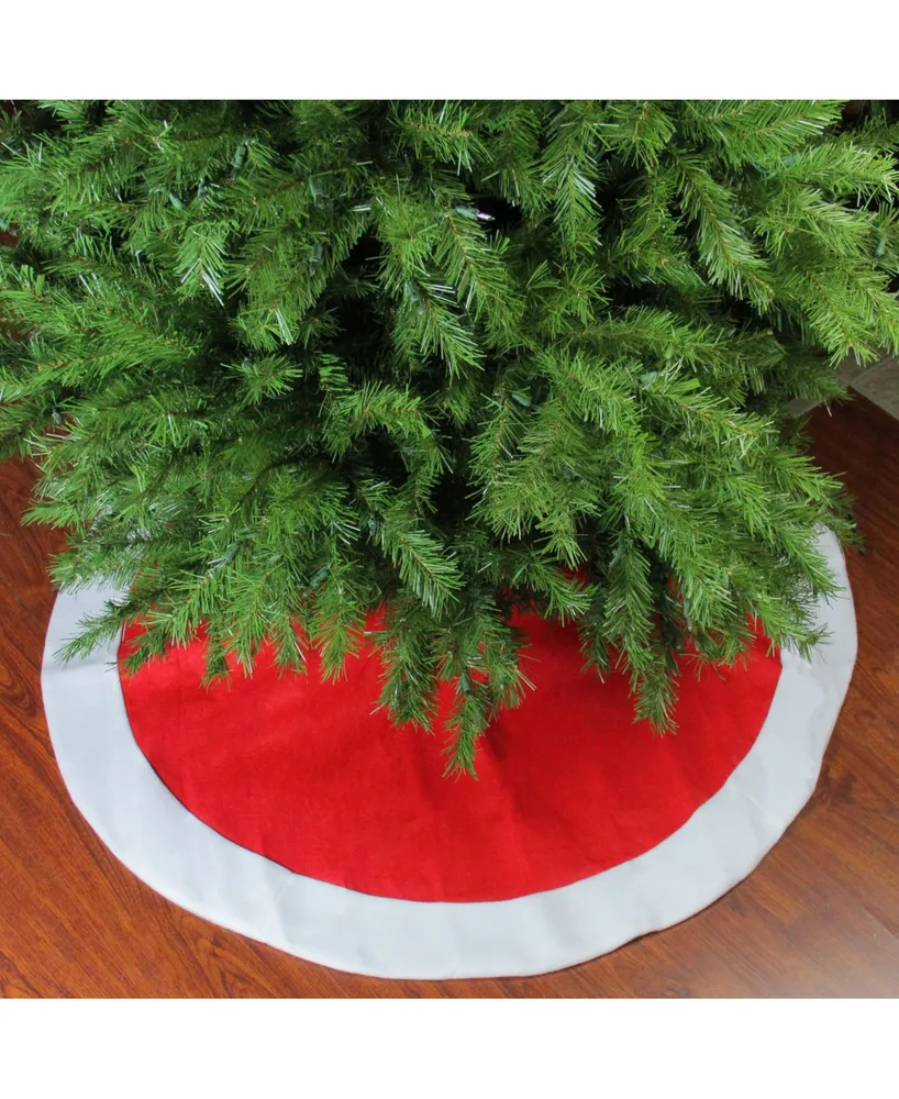 Northlight 48" Traditional Red Christmas Tree Skirt with White Border