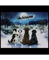 Northlight Led Fibre Optic Lighted Dogs Watching Santa Claus Christmas Wall Art