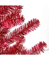 Northlight 3' Red Tinsel Pine Artificial Christmas Twig Tree - Unlit