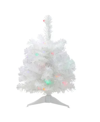 Northlight 18" Pre-Lit Led Snow White Artificial Christmas Tree - Multi-Color Lights