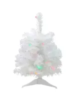 Northlight 18" Pre-Lit Led Snow White Artificial Christmas Tree - Multi-Color Lights