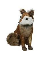 Northlight 10.25" Plush Brown Sitting Fox Figure Animal Decoration