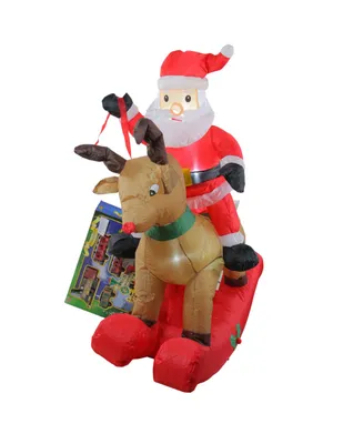 Northlight 4.75' Inflatable Rocking Reindeer Santa Lighted Christmas Outdoor Decoration