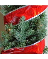 Northlight Shimmery Red and Silver Horizontal Wired Christmas Craft Ribbon 2.5" x 10 Yards