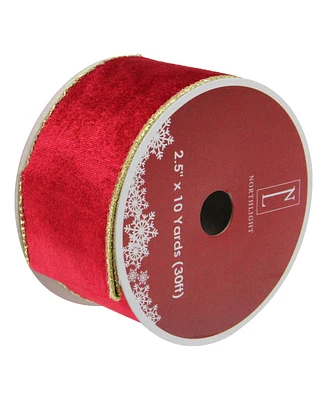 Northlight Solid Bright Red Wired Christmas Craft Ribbon 2.5" x 10 Yards