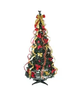 Northlight 6' Pre-Lit Gold and Red Decorated Pop-Up Artificial Christmas Tree - Clear Lights