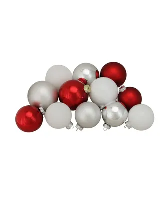 Northlight 72ct Silver and Shiny and Matte Glass Ball Christmas Ornaments 3.25-4