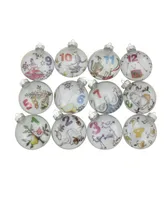 Northlight 12ct Twelve Days of Christmas Glass Disc Holiday Ornaments 3"