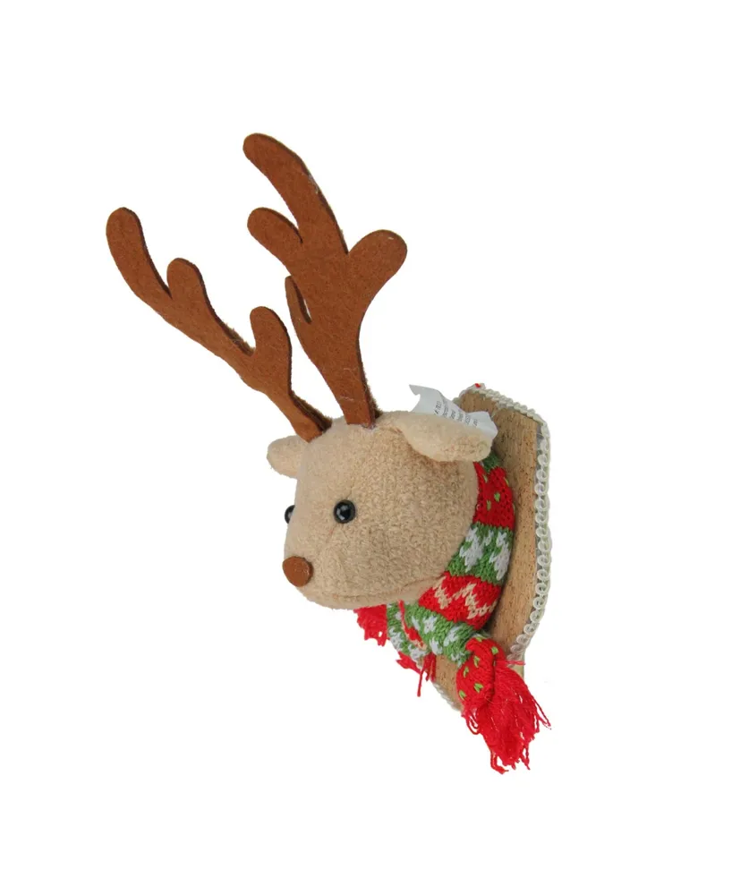 Northlight 7.5" Brown and Beige Stuffed Moose Head Wall Plaque Christmas Ornament