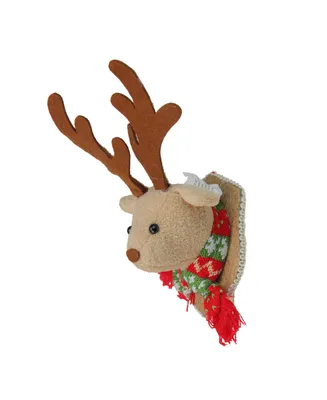 Northlight 7.5" Brown and Beige Stuffed Moose Head Wall Plaque Christmas Ornament