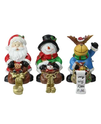 Northlight Set of 3 Santa Snowman and Reindeer with Gift Sacks Christmas Stocking Holders 6.5"