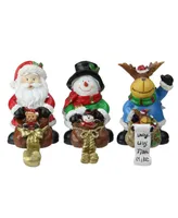 Northlight Set of 3 Santa Snowman and Reindeer with Gift Sacks Christmas Stocking Holders 6.5"