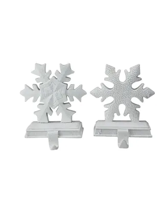 Northlight Set of 2 White Snowflake Glittered Christmas Stocking Holder 9.5"