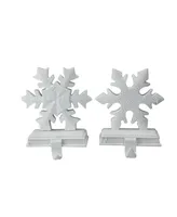 Northlight Set of 2 White Snowflake Glittered Christmas Stocking Holder 9.5"