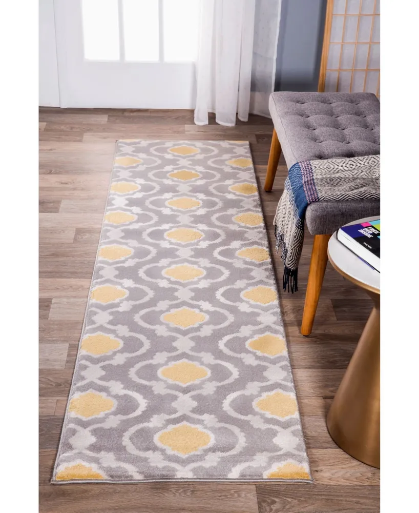 Main Street Rugs Alba Alb310 Gray/Yellow 2' x 7'2" Runner Rug