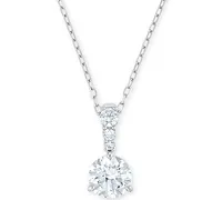 Swarovski Silver-Tone Crystal Solitaire Pendant Necklace, 14-7/8" + 2" extender