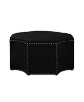 Nicole Miller Fiorella Upholstered Octagon Cocktail Ottoman with Nailhead Trim