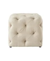 Inspired Home Angel Upholstered Tufted Allover Cube Ottoman