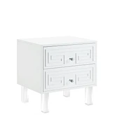 Inspired Home Aristotle 2-Drawer Lacquer Lucite Leg Nightstand