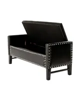 Inspired Home Columbus Button Tufted Storage Bench with Nailhead Trim