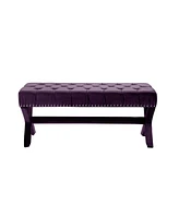 Inspired Home Louis Tufted Nailhead Bench with X-Legs