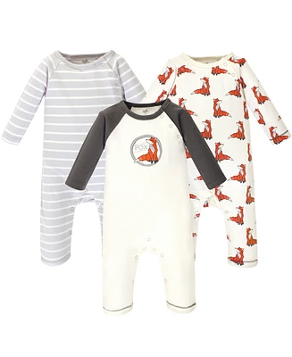 Touched by Nature Baby Boys Organic Cotton Coveralls 3pk, Happy Camper, 18-24 Months