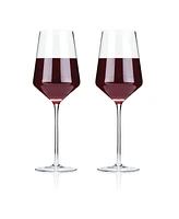 Viski Raye Angled Crystal Bordeaux Wine Glasses, Set of 2, 16 Oz