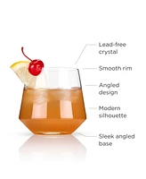 Viski Raye Angled Crystal Tumblers, Set of 2, 12 Oz