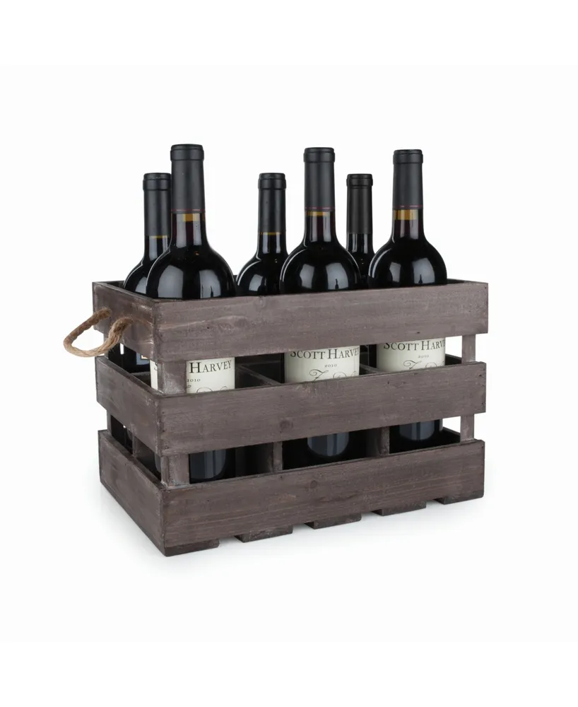 Twine Rustic Farmhouse Wooden 6 Bottle Crate